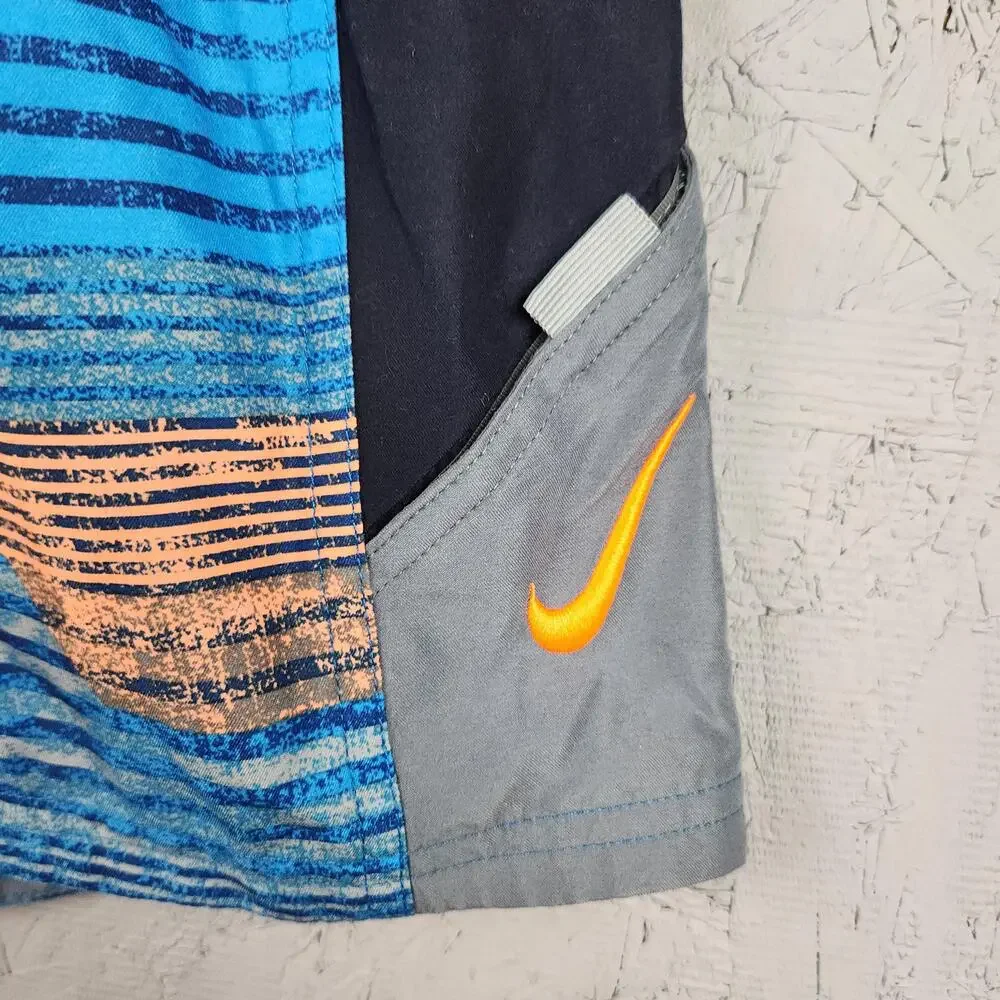 Vintage Nike Shorts Mens XL Blue Orange Geometric Print Mesh Lined Athletic Y2k